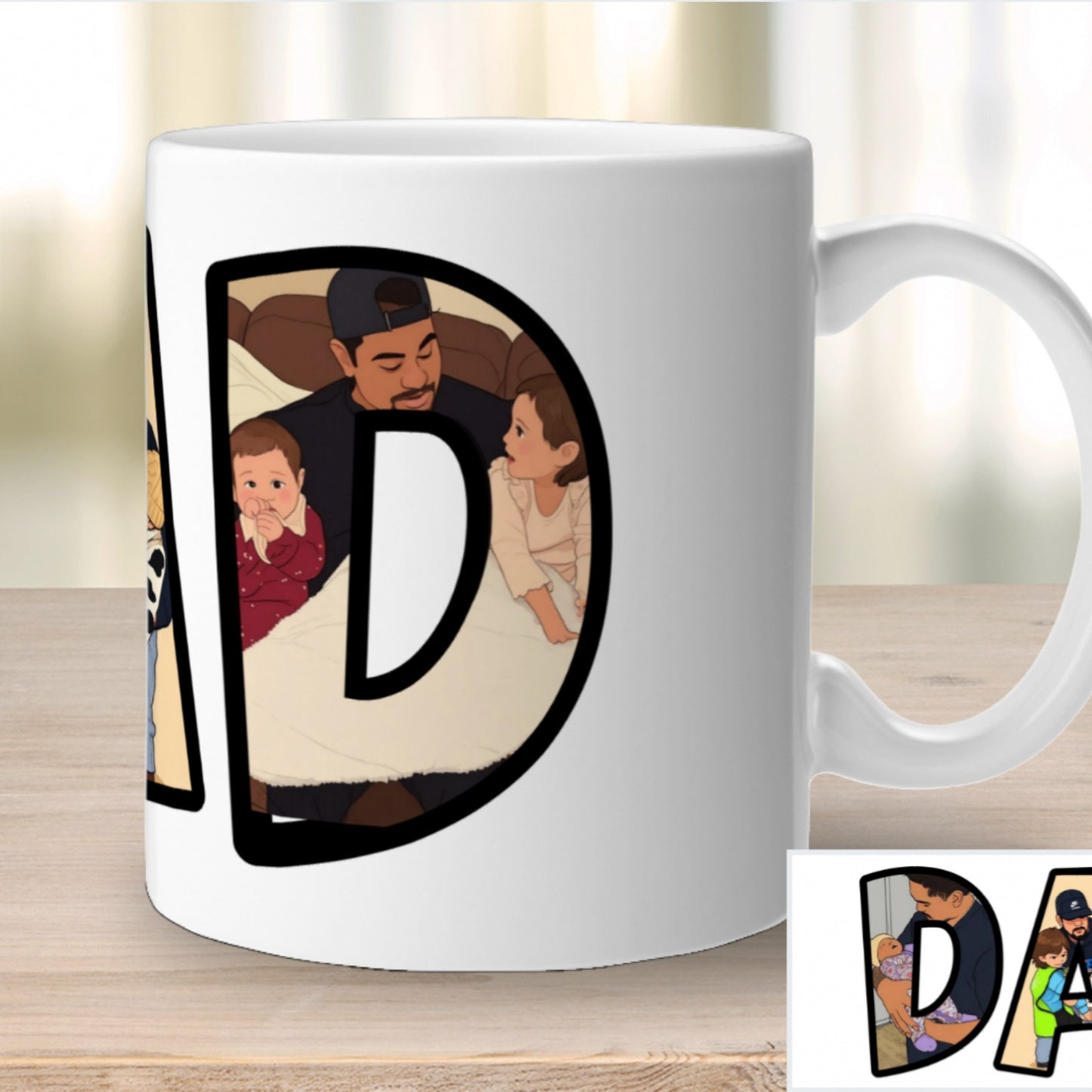 DAD Photo Collage Mug – Custom Cartoon Design